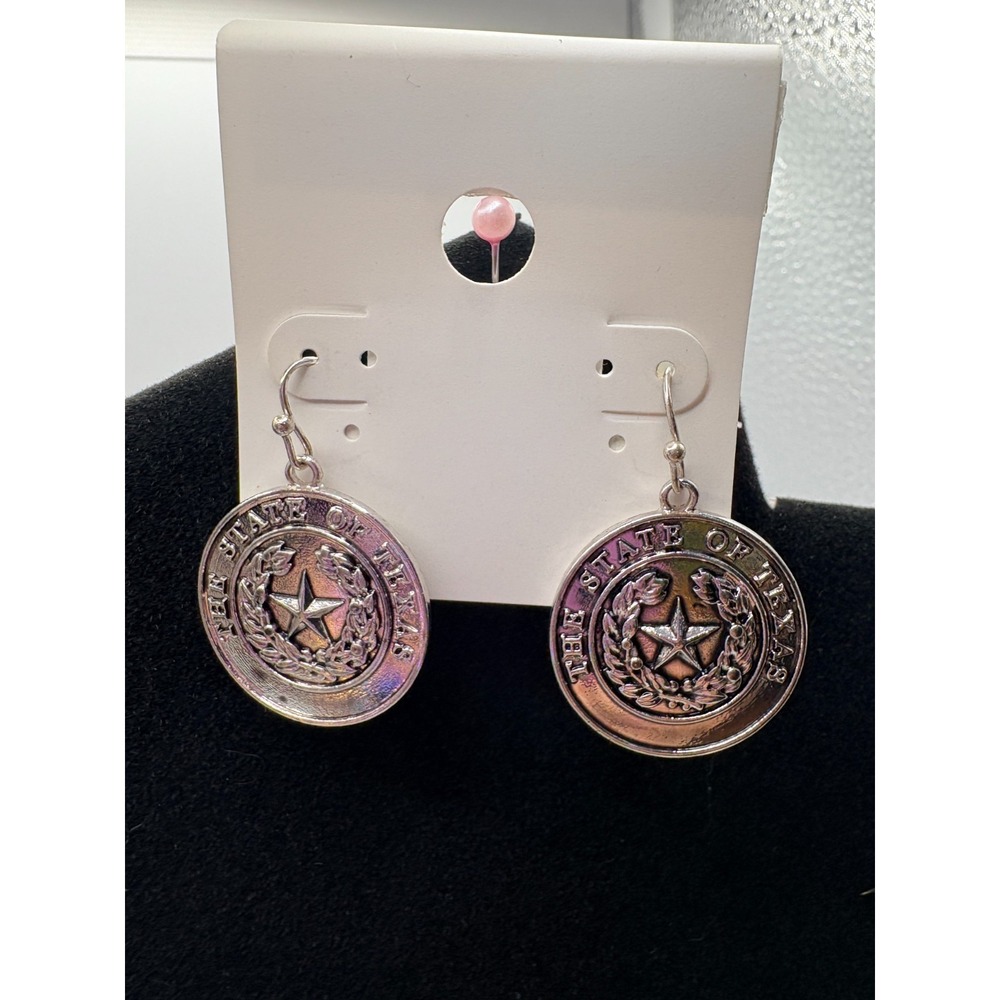 State of Texas Seal Pierced Dangle Earrings